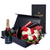 Valentine's Day 12 Stem Red & White Rose Bouquet With Box & Champagne