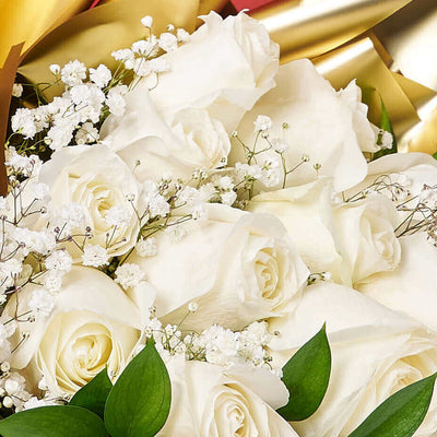 Valentine's Day 12 Stem White Rose Bouquet. Los Angeles Blooms - Los Angeles Delivery.