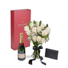 Valentine’s Day 12 Stem White Rose Bouquet With Box & Champagne. Los Angeles Blooms - Los Angeles Delivery