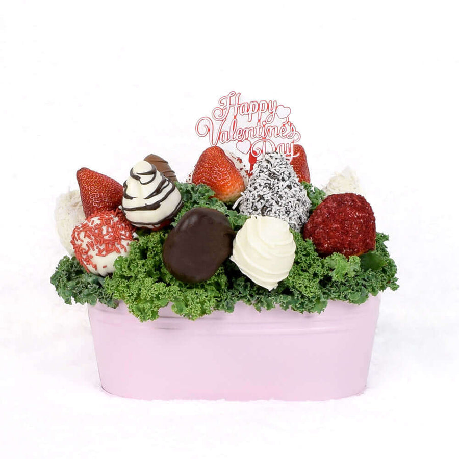 Valentine's Day Chocolate Dipped Strawberries Pink Tin, Los Angeles Blooms- Los Angeles Delivery
