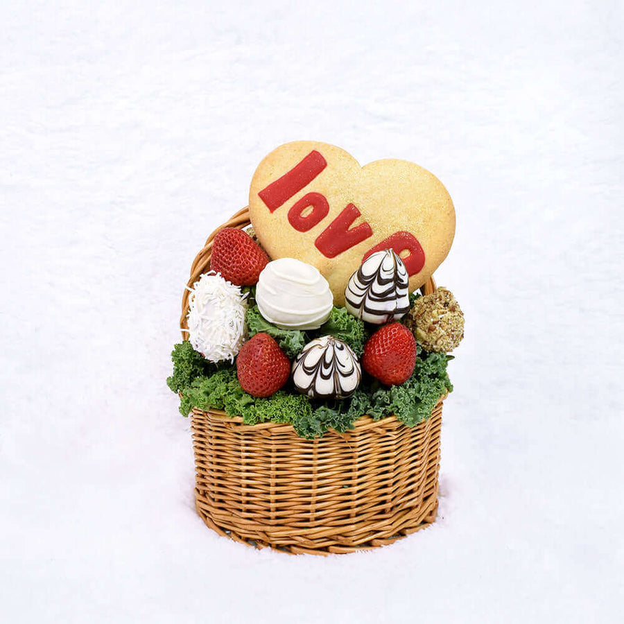 Valentine's Day Chocolate Dipped Strawberries & Cookie, Los Angeles Blooms- Los Angeles Delivery