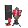 Valentine’s Day Dozen Red & Pink Rose Bouquet With Box & Chocolate. Valentine's Day gifts. Los Angeles Blooms - Los Angeles Delivery