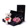 Romance should be celebrated with The Valentine’s Day 12 Stem Pink Rose Bouquet With Box & Bear. Los Angeles Blooms