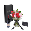 Valentine's Day 12 Stem Red & Pink Rose Bouquet With Box & Wine, Los Angeles Same Day Flower Delivery, Valentine's Day gifts