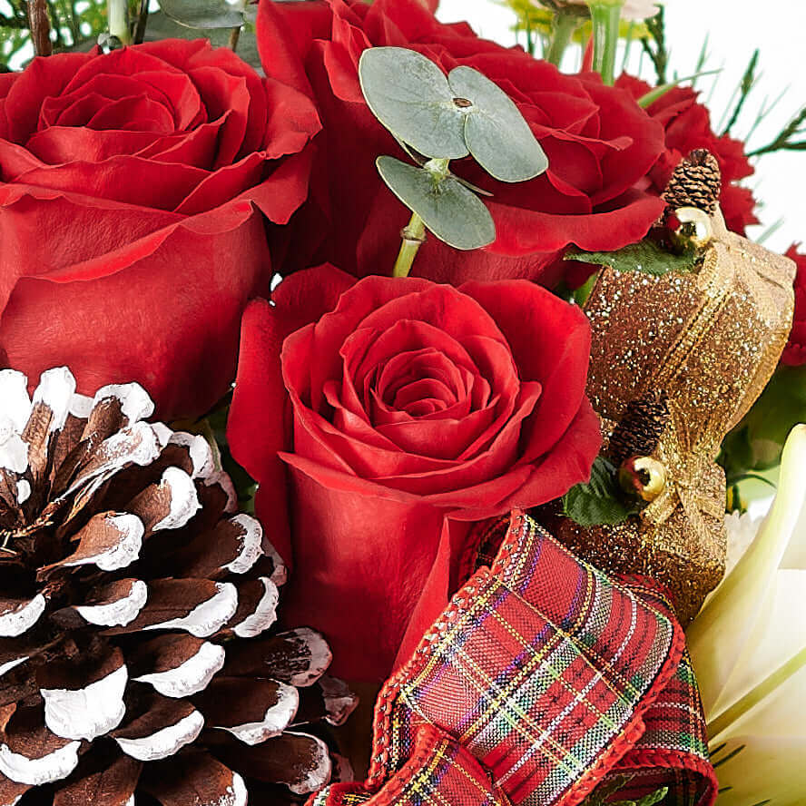 Very Merry Christmas Arrangement. Mixed flower arrangement, mixed floral arrangement, floral gift - Los Angeles Delivery.