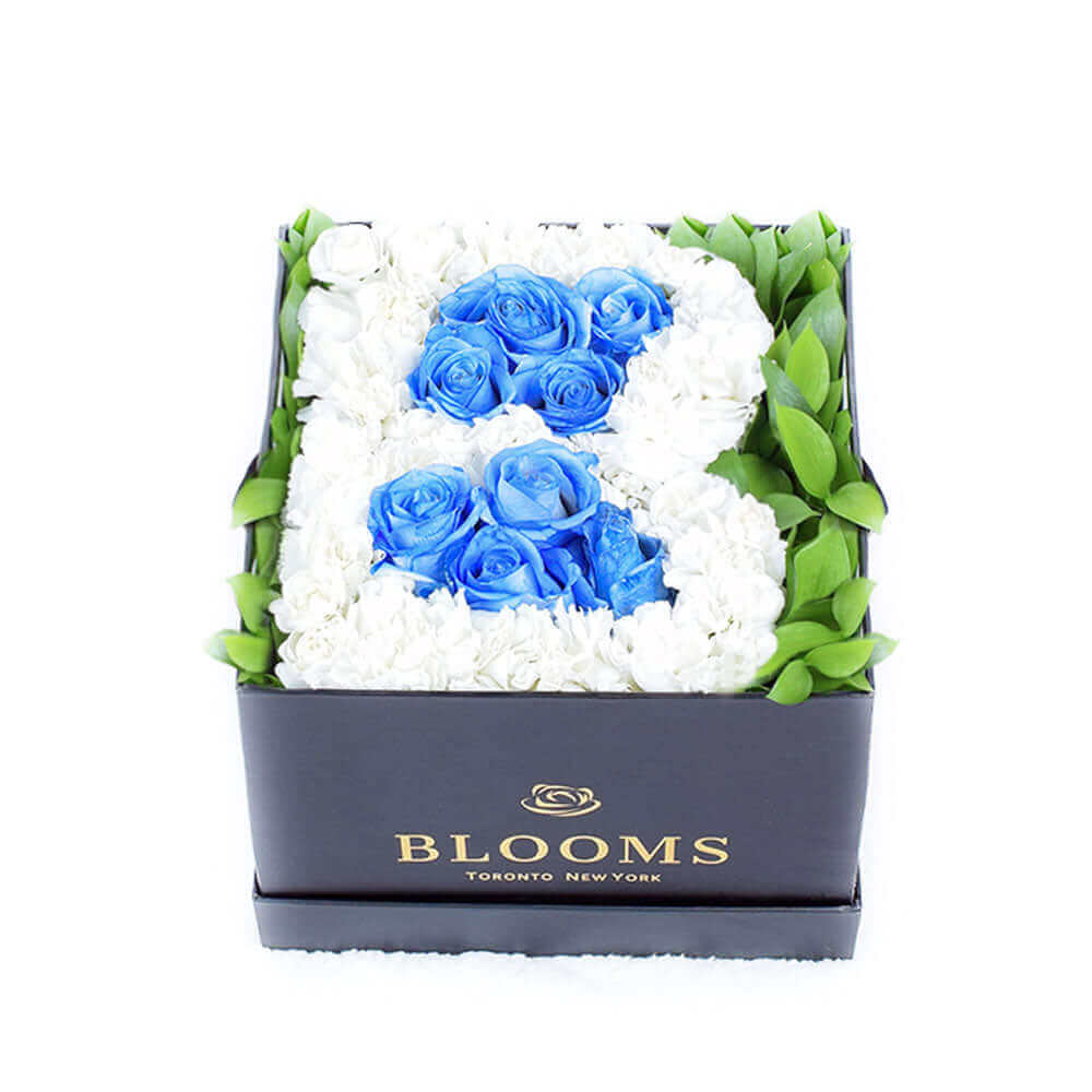 Welcome Baby Boy Flower Box. Baby Shower Floral Hat Box - Los Angeles Delivery.