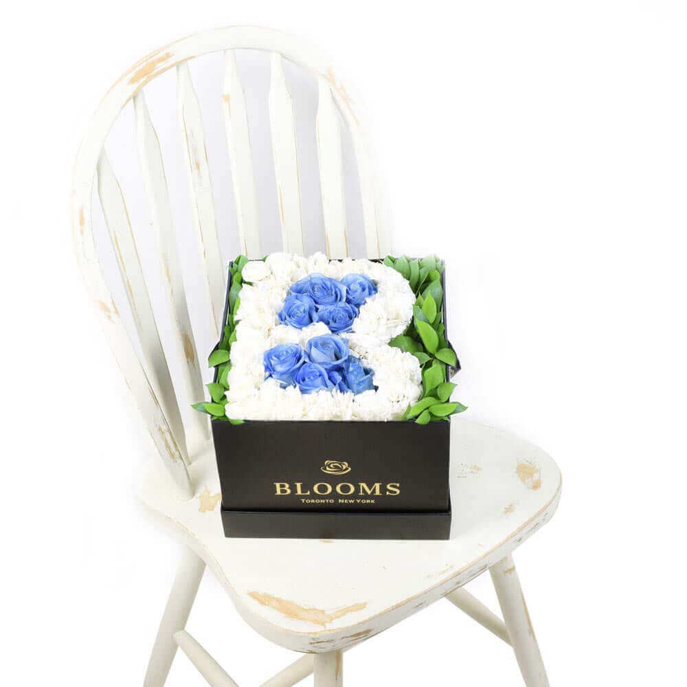 Welcome Baby Boy Flower Box. Baby Shower Floral Hat Box - Los Angeles Delivery.