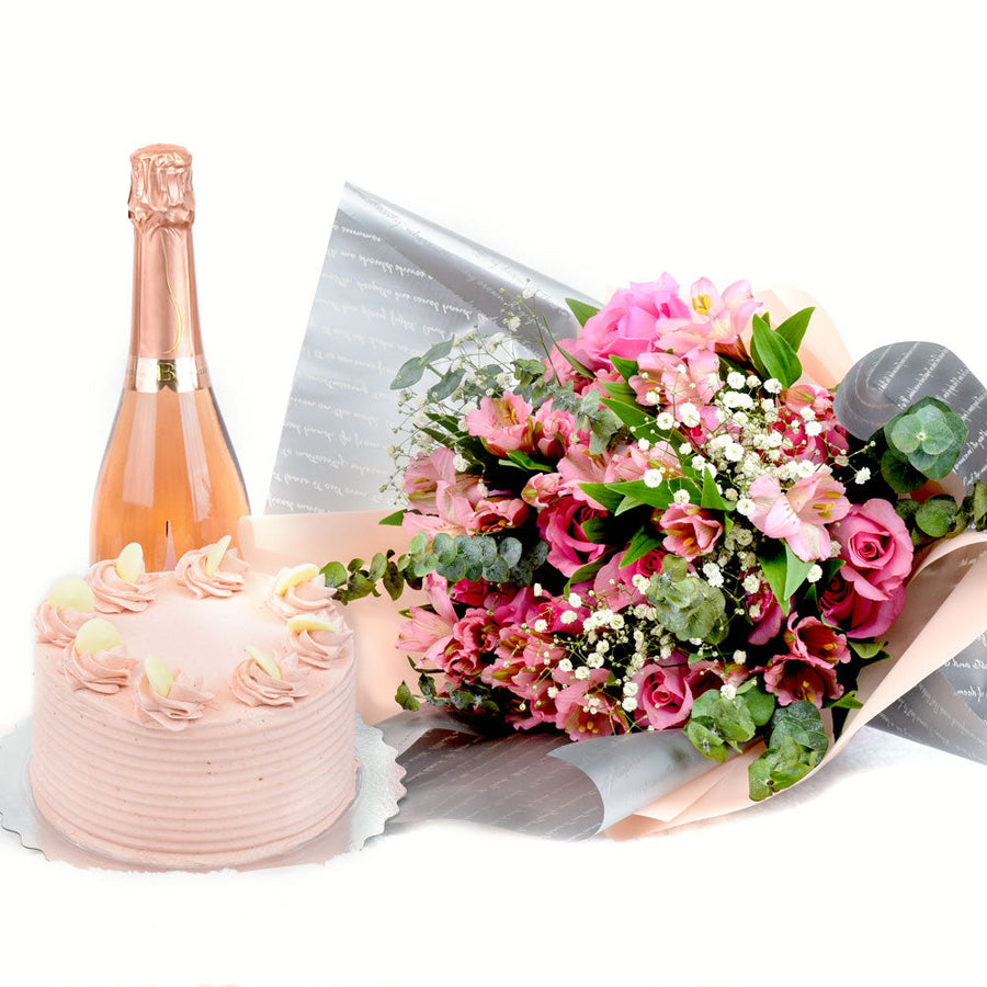A Graceful Celebration Flowers & Prosecco Gift - Los Angeles Delivery.