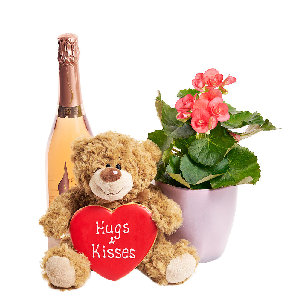 Mother's Day Champagne Basket with Teddy – how the gift is presented