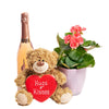 A Special Mother's Day Gift Basket - Wine, FLower and plushie Gift Set - Los Angeles Delivery