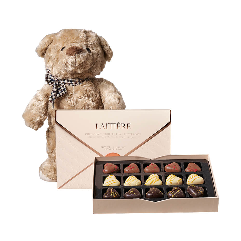Bear &amp; Love Letter Truffle Gift, chocolate gift, chocolate, gourmet gift, gourmet, plush gift, plush  – Los Angeles Blooms - Los Angeles Delivery