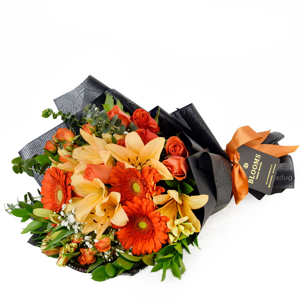 Beyond Brilliant Mixed Floral Arrangement Wine Gift. Los Angeles Delivery