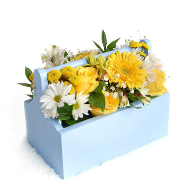 Blue Garden Box Arrangement. Los Angeles Blooms - Los Angeles Delivery