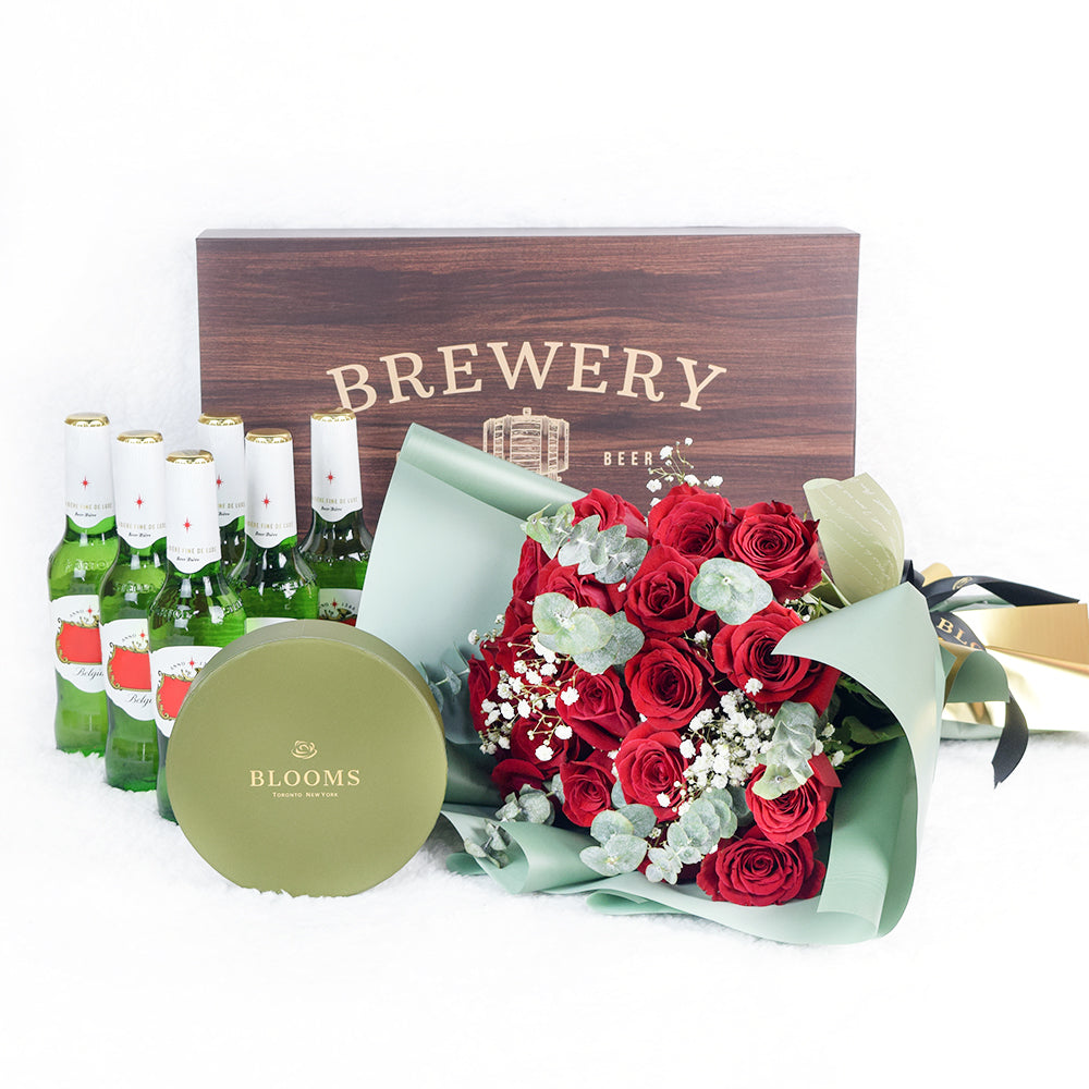 Cheers To A Milestone! Flowers &amp; Beer Gift - Los Angeles Delivery.