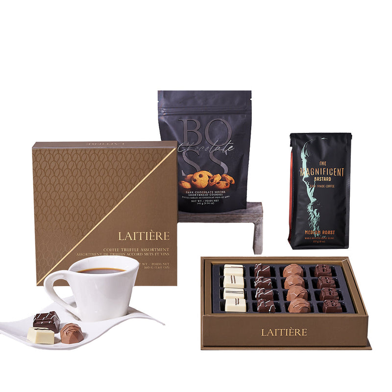 Café & Chocolate Gift Set, coffee gift baskets, coffee gift, coffee, gourmet gift, gourmet, chocolate gift, chocolate – Los Angeles Blooms - Los Angeles Delivery