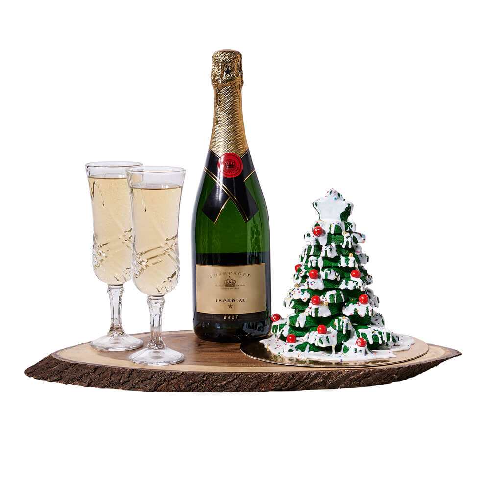 Christmas Champagne &amp; Cookie Gift, champagne gift, champagne, sparkling wine gift, sparkling wine, gourmet gift, gourmet, christmas gift, christmas, holiday gift, holiday