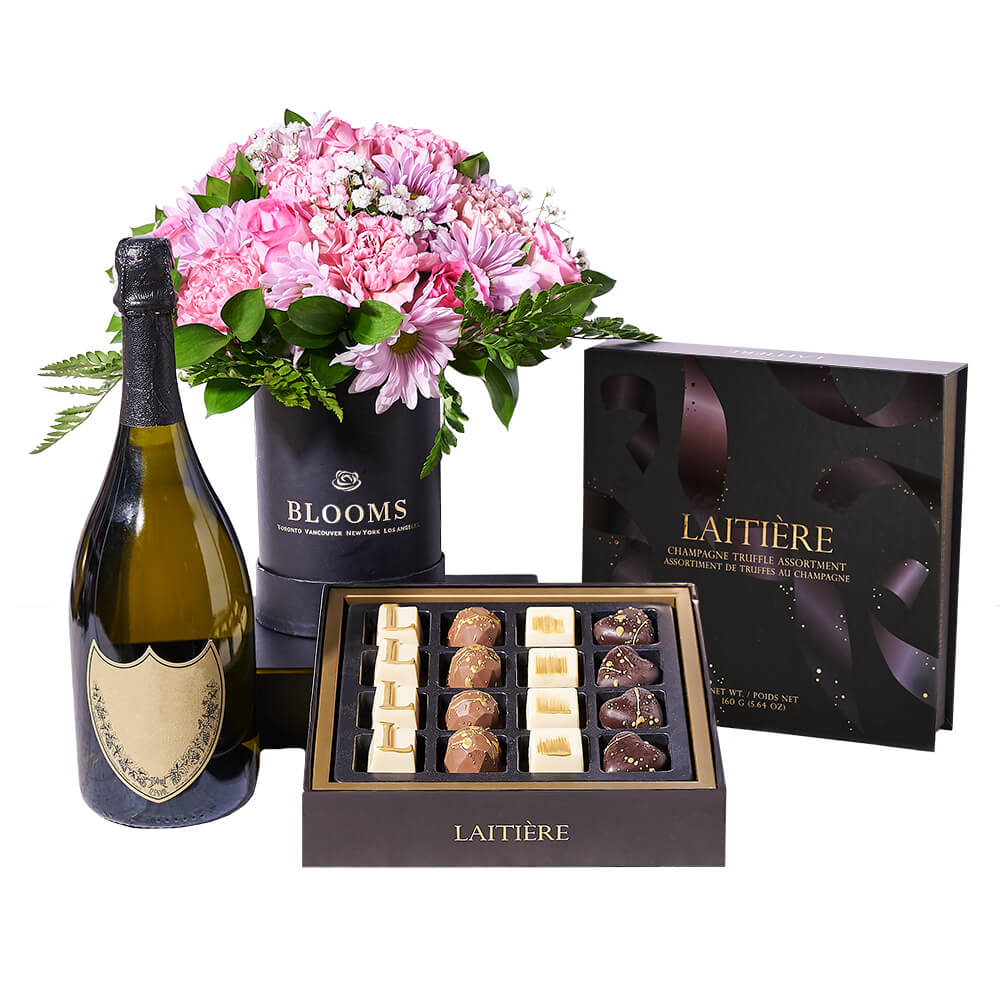 Sparkling Wine and Rose Arrangement Gift – how the gift is presented