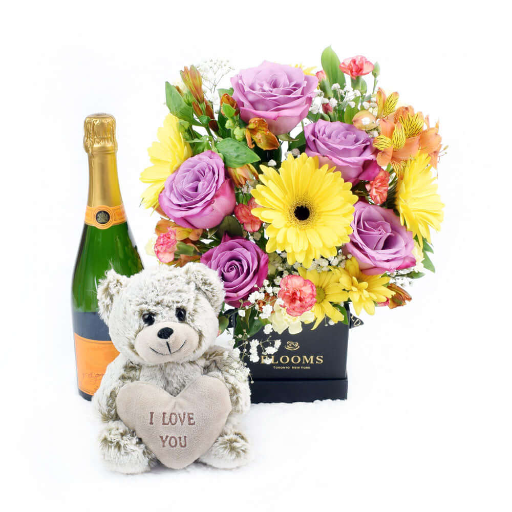 Floral and Sparkling Wine Gift Set – how the gift is presented