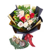 Fragrant & Fresh Floral Gourmet Gift Set. Dipped Chocolate Pears, Mixed Roses Gift - Los Angeles Delivery.