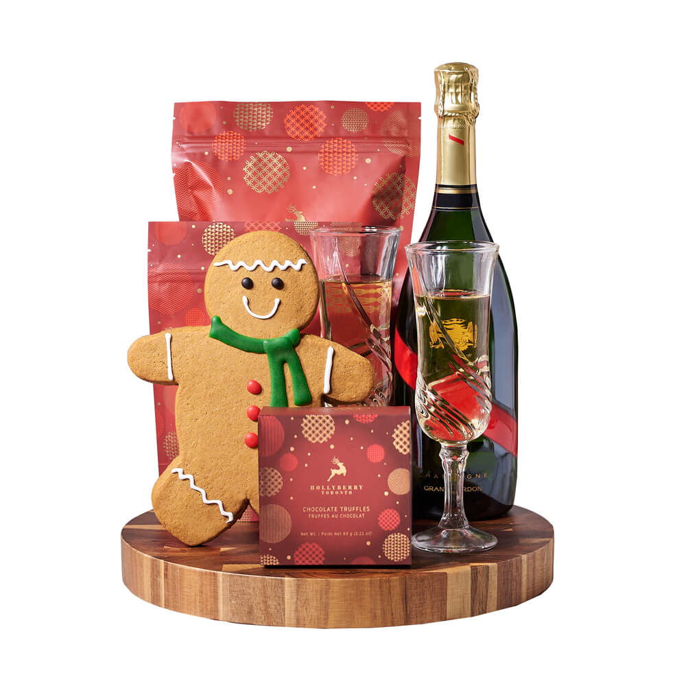 Gingerbread Man & Holiday Champagne Gift, holiday gift, holiday, christmas gift, christmas, gourmet gift, gourmet, champagne gift, champagne, sparkling wine gift, sparkling wine