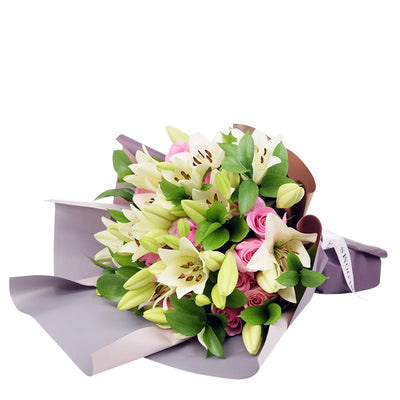 Kiss of Pink Rose & Lilies Bouquet - Flower Bouquet Gift - Same Day Los Angeles Delivery