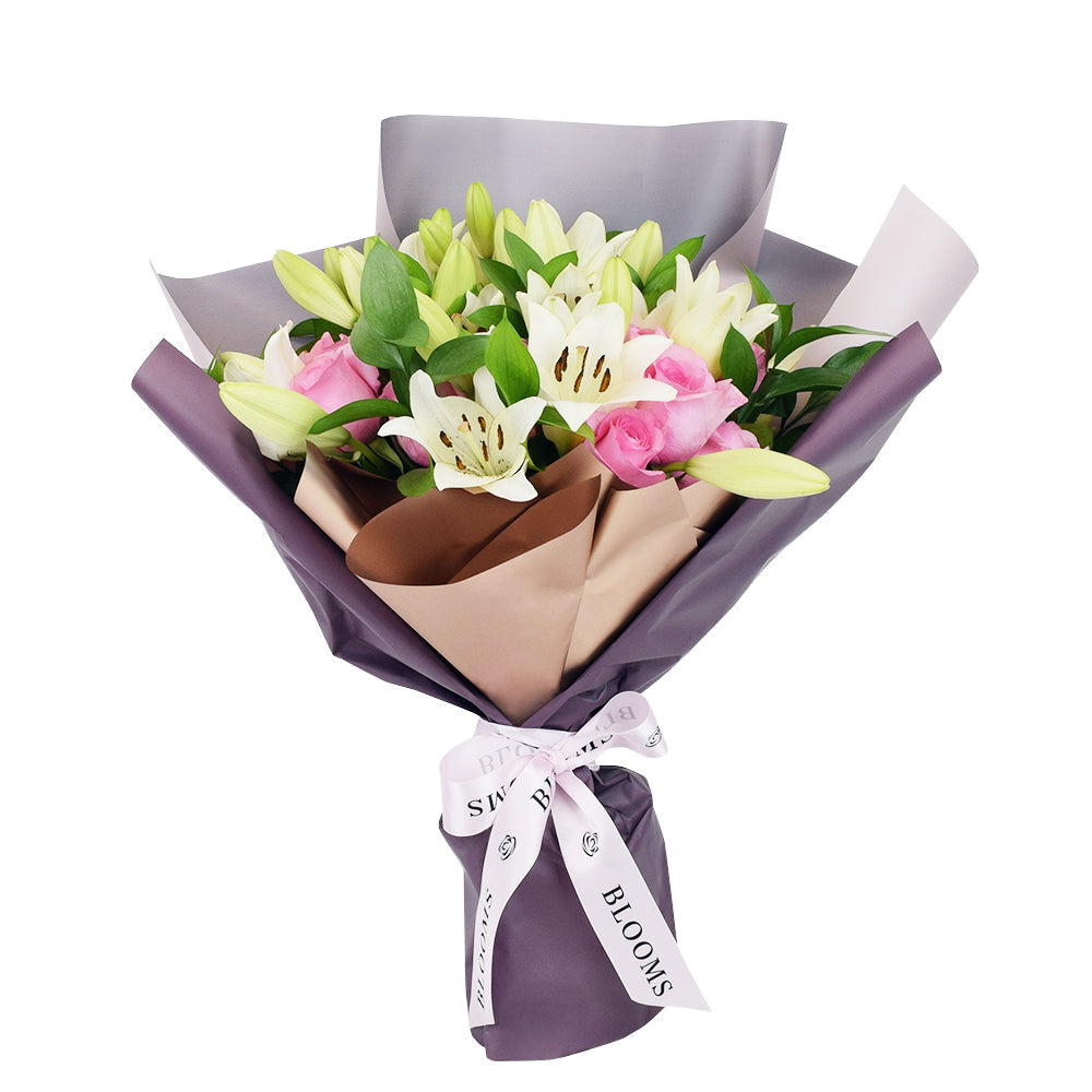 Kiss of Pink Rose & Lilies Bouquet - Flower Bouquet Gift - Same Day Los Angeles  Delivery