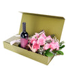 Mother’s Day 12 Stem Pink Rose Bouquet with Box & Wine – Mother’s Day Gifts – Los Angeles Blooms