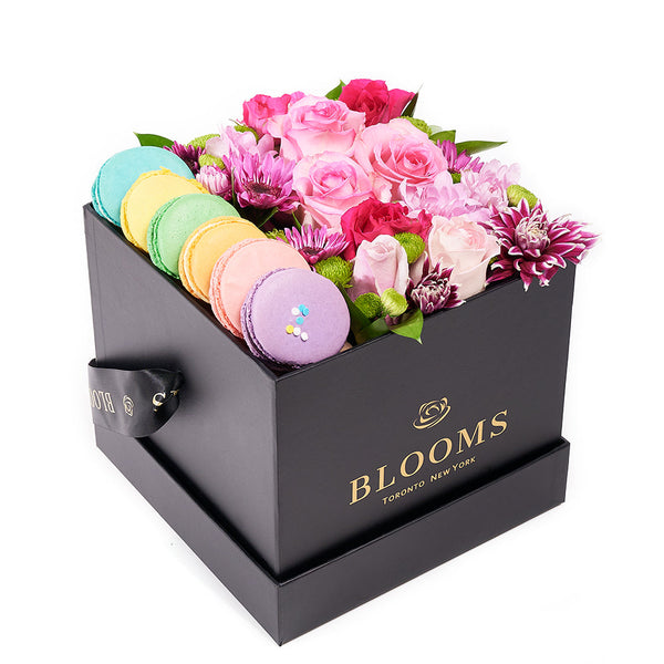 Complete Macaron & Flower Gift Box "“ Floral Gifts "“ Los Angeles delivery