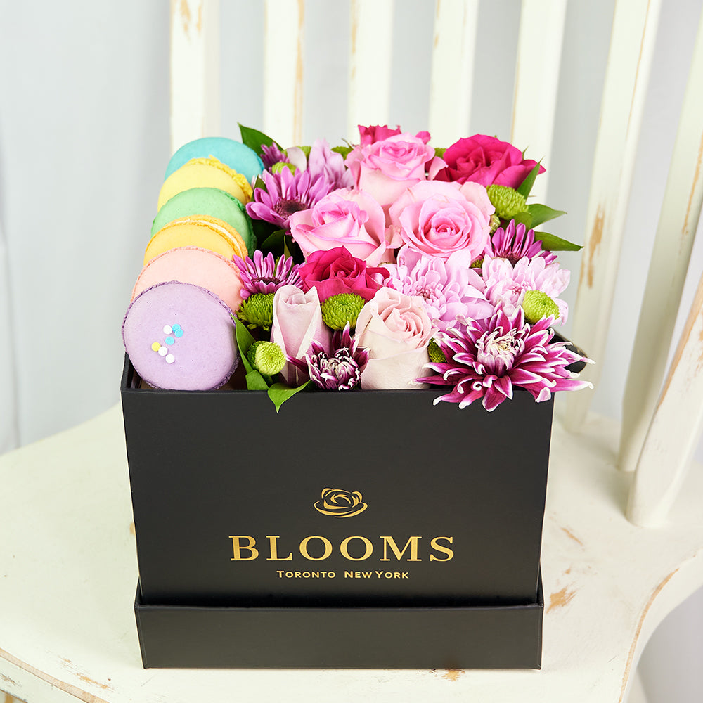 Complete Macaron & Flower Gift Box – Floral Gifts – Los Angeles delivery