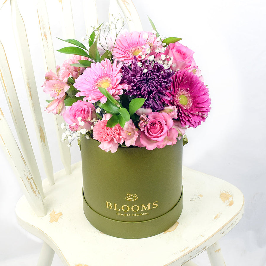Perfect Pink Mixed Arrangement - Mixed Floral Hat Box Gift - Los Angeles Blooms - Los Angeles Delivery