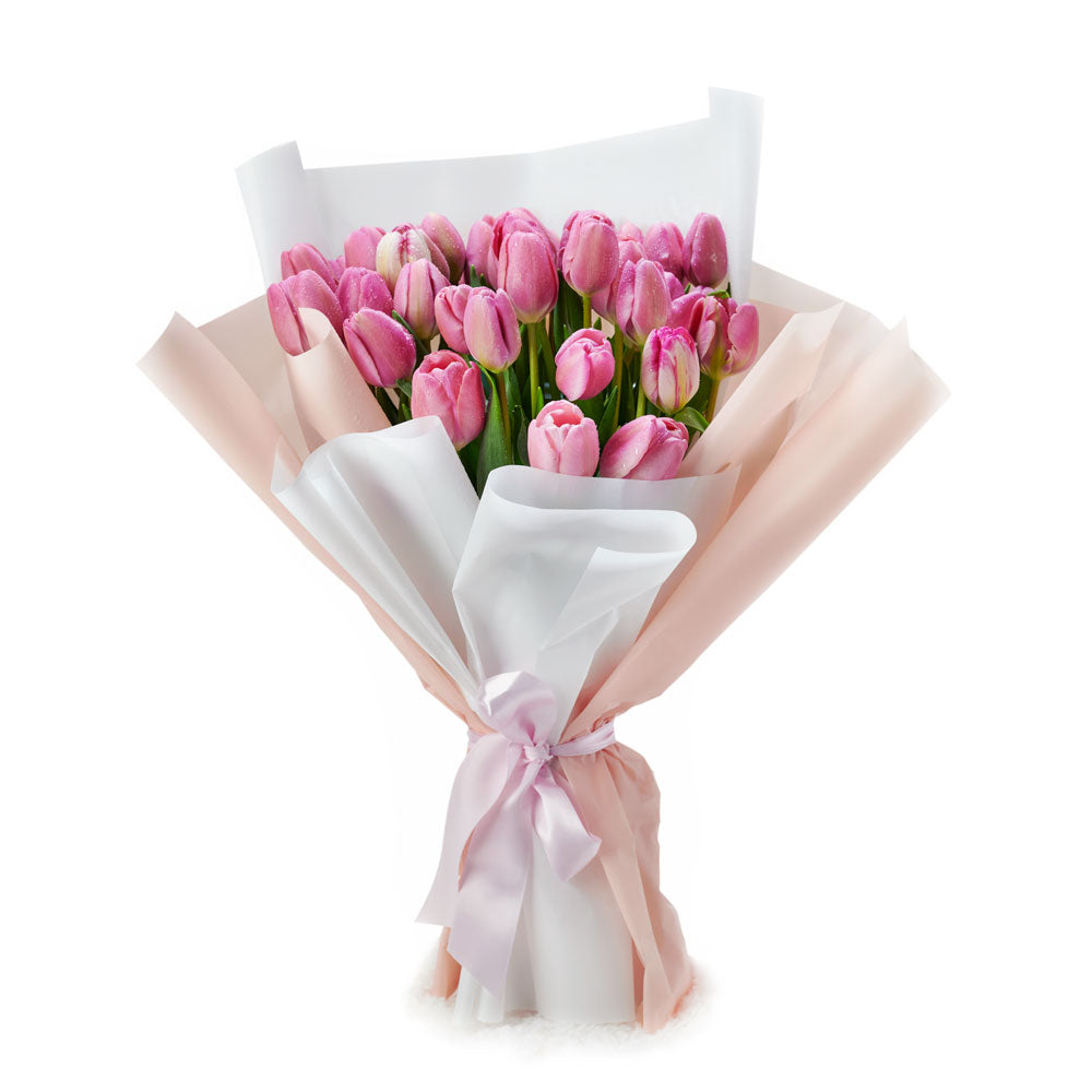 In dreamy pink tones, the Pink Paradise Tulip Bouquet is every girl's favourite! Los Angeles Delivery