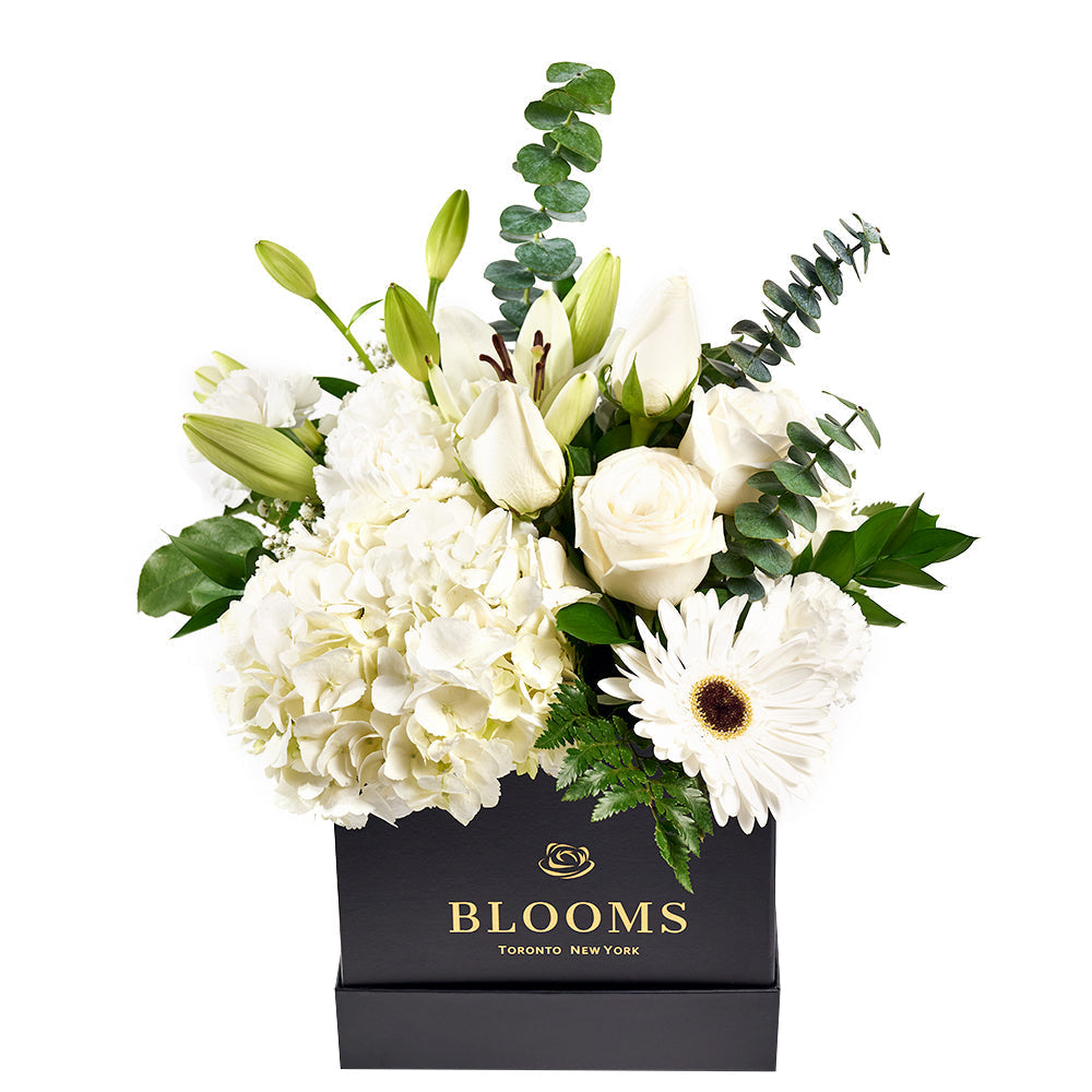 Pops of Joy Floral Centerpiece - Mixed Floral Hat Box - Los Angeles Blooms