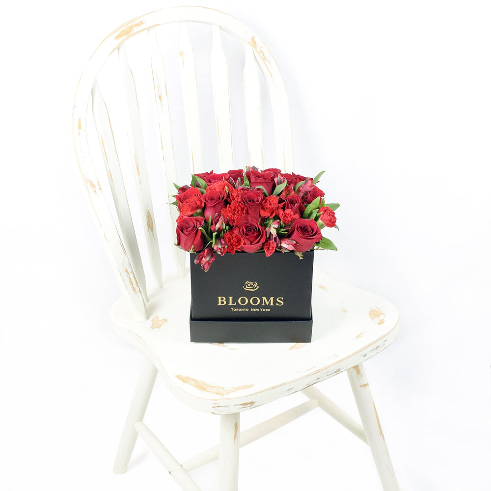 Red Radiance Hat Box - Red Rose Los Angeles Blooms