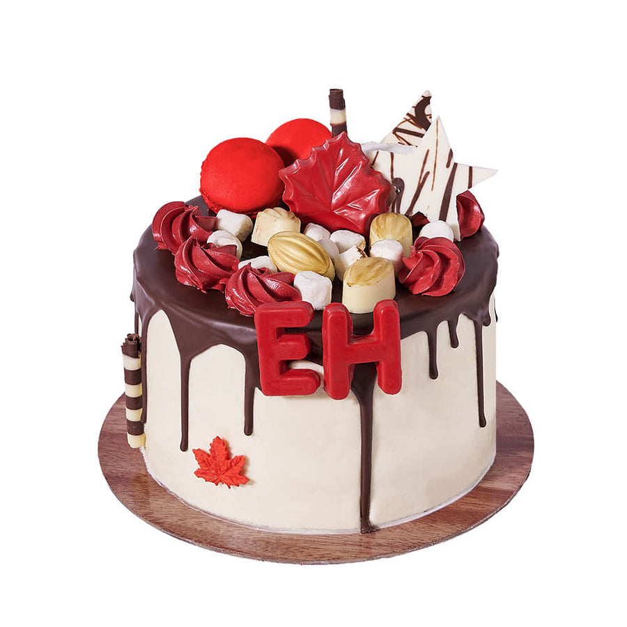 Red Velvet Canada Day Cake, cake gift, cake, canada day gift, canada day, gourmet gift, gourmet. Los Angeles Blooms