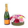 Mixed Carnation Box Arrangement With Champagne - Wine Gift - Los Angeles Blooms