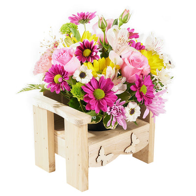 Slice of Nature Garden Chair  - Mixed Flower and Chair Gift Set - Los Angeles Blooms