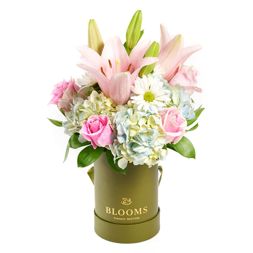 Floral Hat Box Arrangement Gift – how the gift is presented