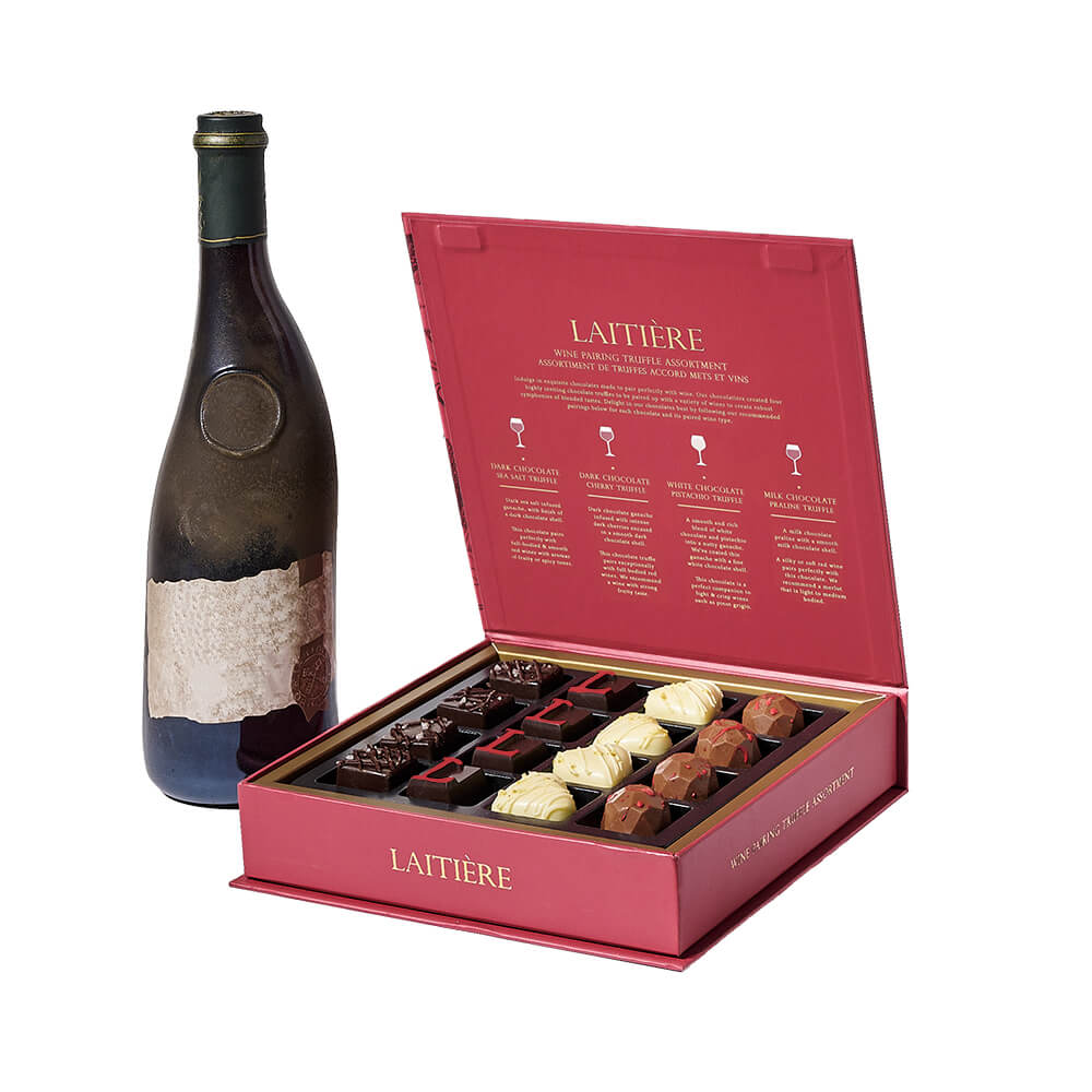 Stunning Wine & Truffle Pairing Gift, wine gift,  wine, chocolate gift, chocolate, gourmet gift, gourmet. Los Angeles Blooms