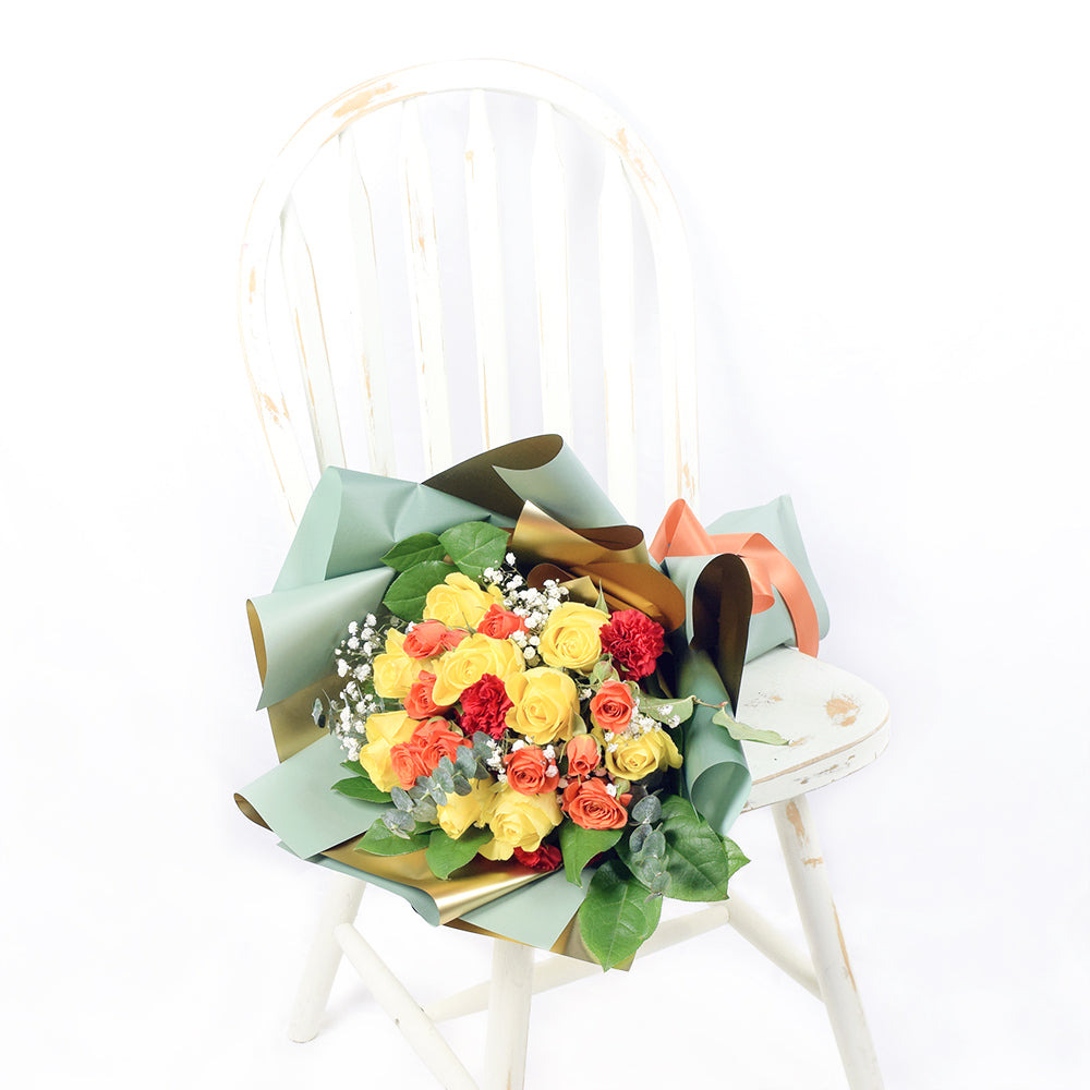 Mixed Yellow and Orange Rose Bouquet - Los Angeles Delivery