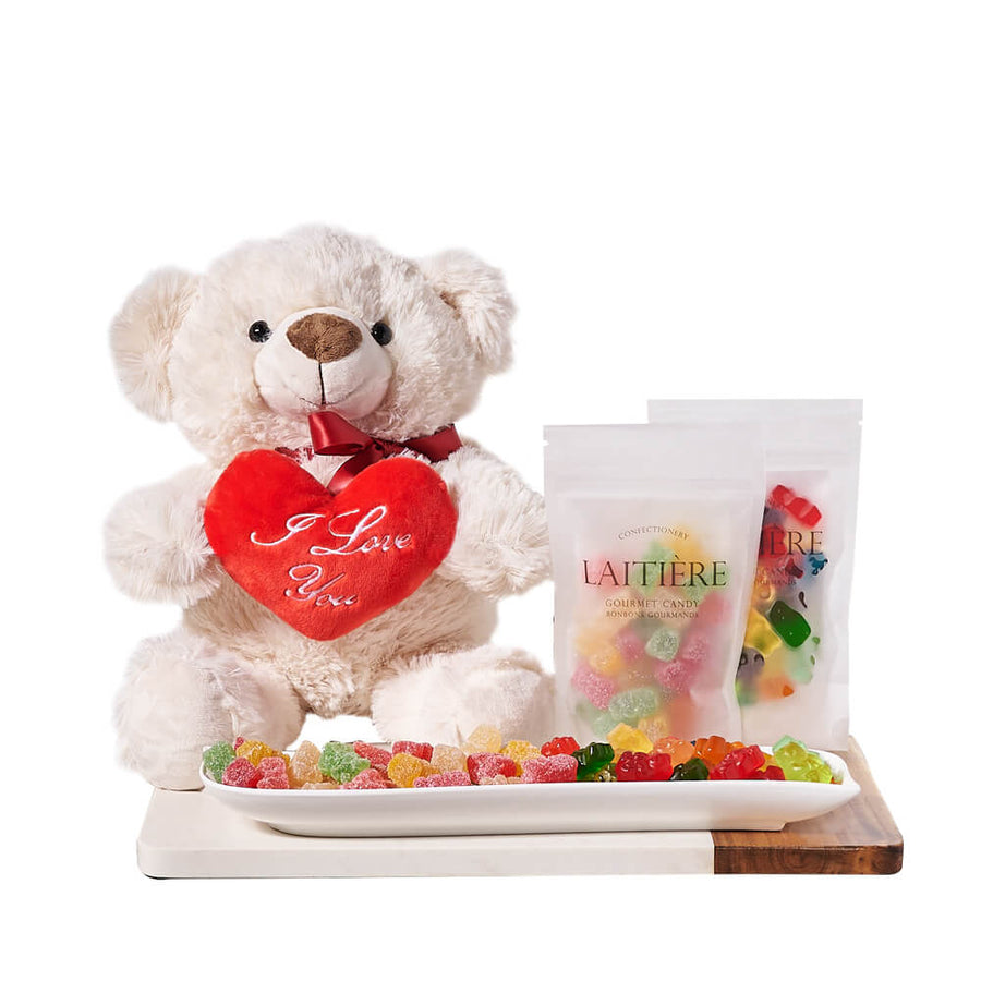 Sweet Teddy & Gummy Bear Gift Set, candy gift, candy, plush gift, plush, teddy bear gift, teddy bear, bear gift, bear. Los Angeles Blooms