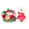 Mixed Color Carnation Box with Plush Bear Los Angeles Blooms Delivery
